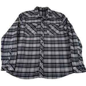 KUIU Men’s Flannel Shirt Jacket Gray Plaid XXL Button Front Hunting Outdoor